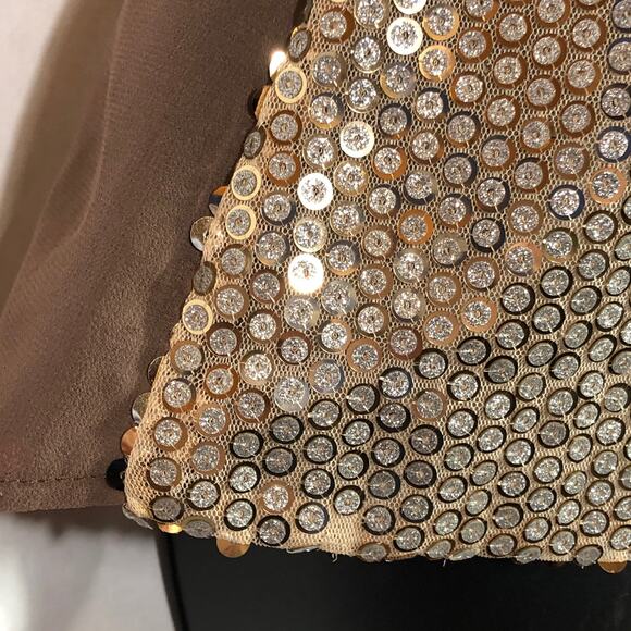 Sequin and Chiffon Tank Top Silver Gold, Brown BKE Boutique Medium The Buckle - Picture 6 of 8